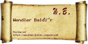 Wendler Balár névjegykártya